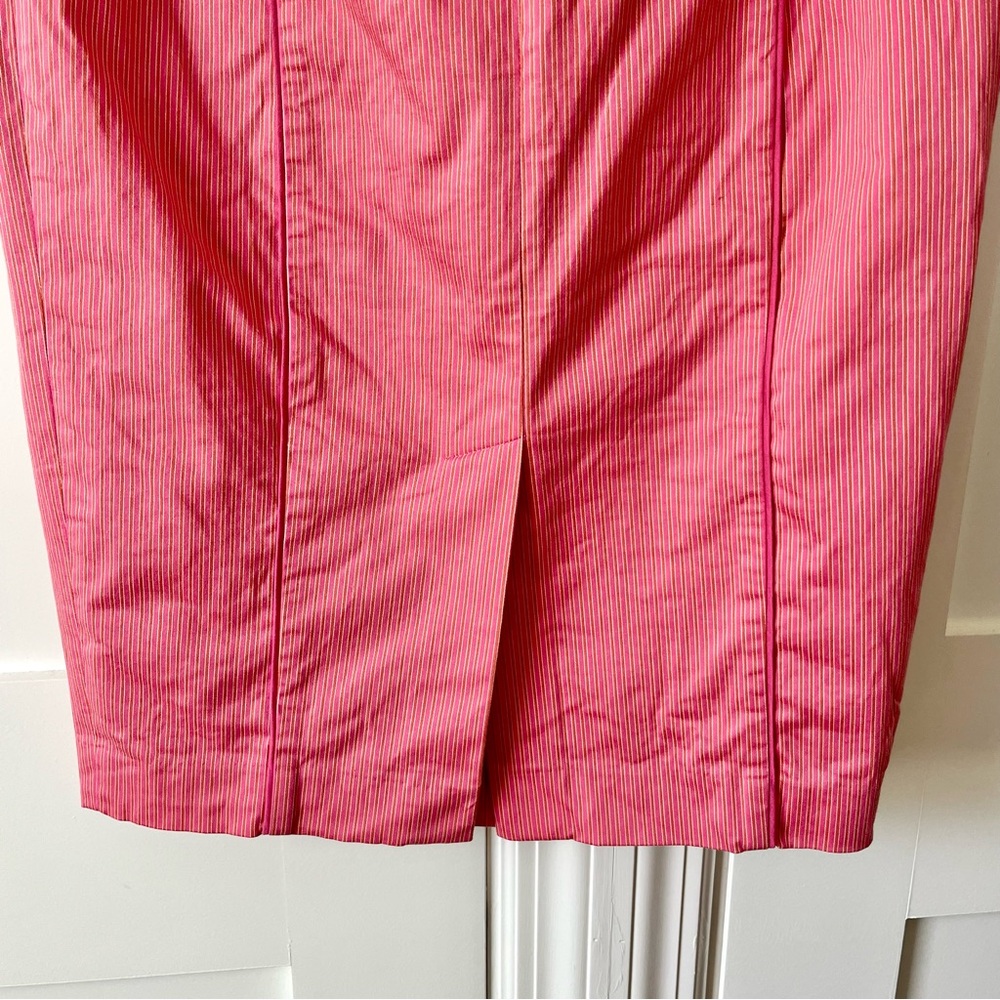 Express Y2K Vintage Pinstripe Belted Pencil Skirt Pink Sz 2 - Picture 15 of 16